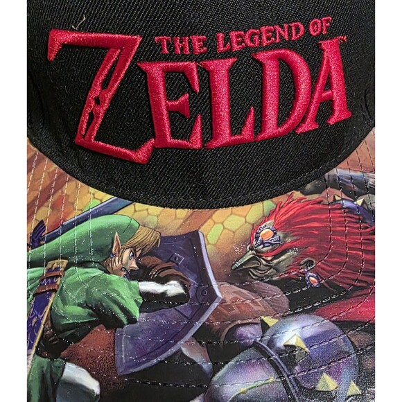 HTF New NINTENDO Legend of Zelda BlackRed Embroidered Logo Snapback Hat Cap RARE - Picture 2 of 9